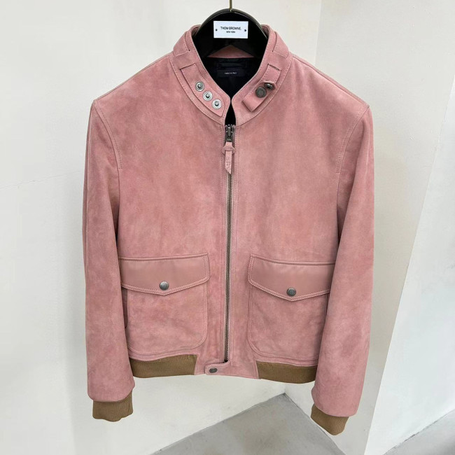 Nigo Tom Ford Men And Women With The Same Models Of Fall And Winter Color Collision Collar Loose Lambskin Leather Jacket #nigo98481