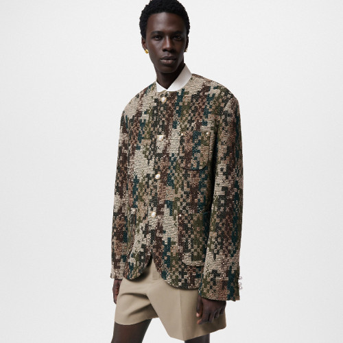 NIGO Louis Vuitton Men's Spring And Fall Fashion Mini Checkerboard Plaid Round Neck Jacket Pearl Buttons Casual Jacket Ngvp #nigo7854