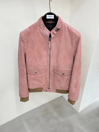 Nigo Tom Ford Men And Women With The Same Models Of Fall And Winter Color Collision Collar Loose Lambskin Leather Jacket #nigo98481