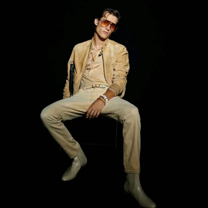 Nigo Tom Ford Men's Winter Khaki Stand Collar Zipper Long Sleeve Regular Fit Suede Pilot Jacket #nigo98472
