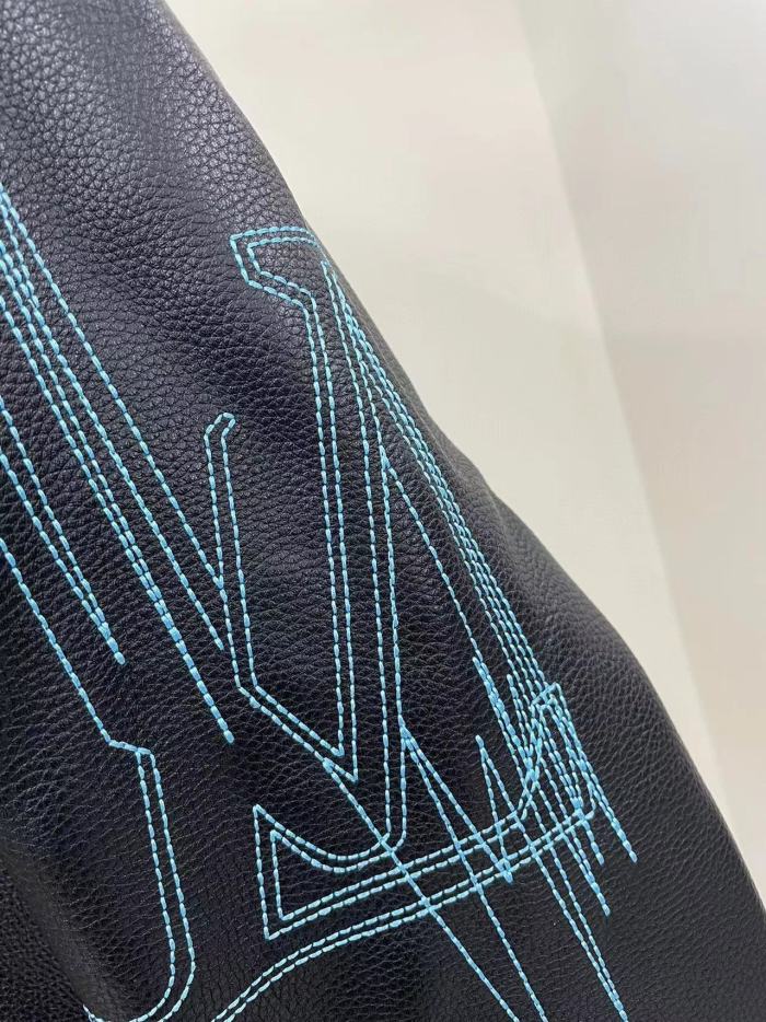 Nigo Louis Vuitton Men's Fall And Winter Zipper Decoration Lapel Zipper Drawstring Long Sleeved Cowhide Leather Jacket #nigo98479