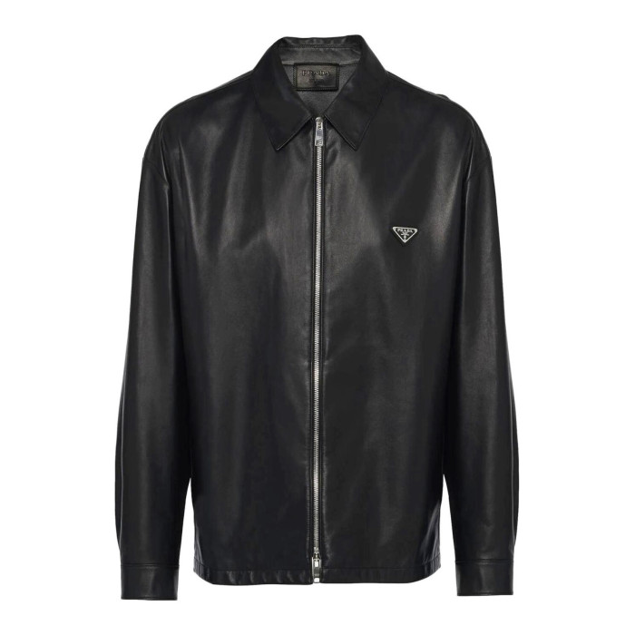 NIGO Prada Men's Fall And Winter Black Sheepskin Lapel Zipper Long Sleeved Jacket #nigo98475