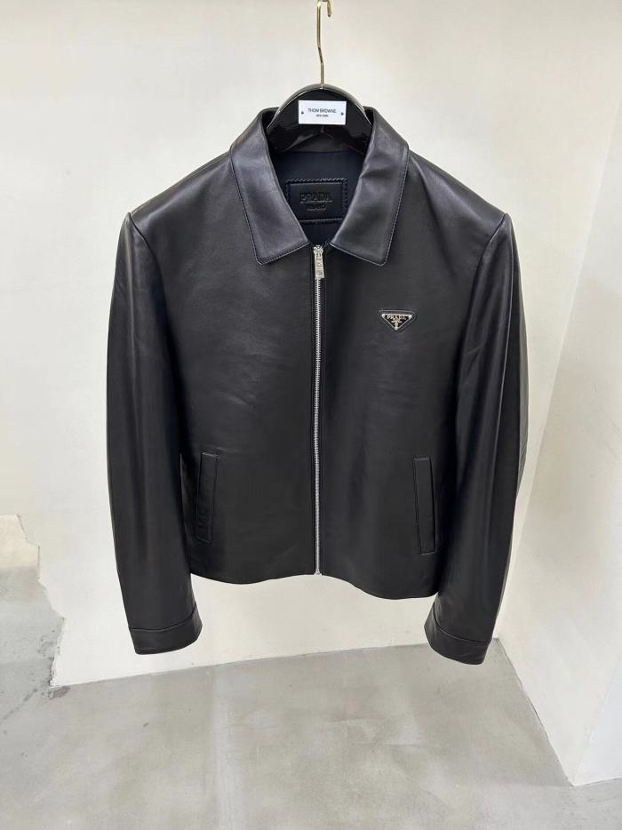 NIGO Prada Men's Fall And Winter Black Sheepskin Lapel Zipper Long Sleeved Jacket #nigo98475