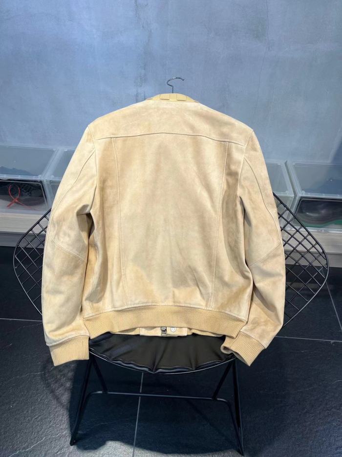 Nigo Tom Ford Men's Winter Khaki Stand Collar Zipper Long Sleeve Regular Fit Suede Pilot Jacket #nigo98472