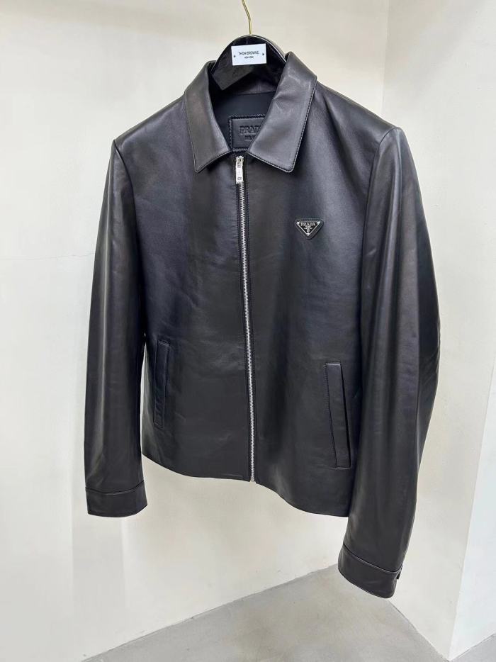 NIGO Prada Men's Fall And Winter Black Sheepskin Lapel Zipper Long Sleeved Jacket #nigo98475
