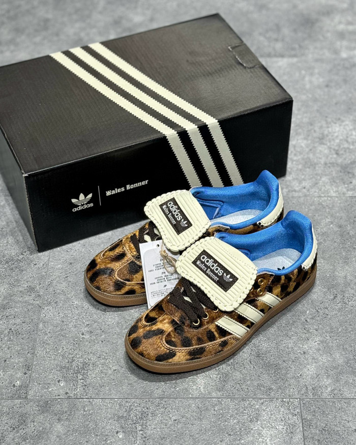 NIGO Adidas Originals Men's Leopard Print Leather Low Top Football Shoes Casual Sneakers #nigo97414