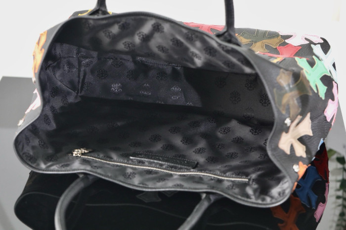 NIGO Chrome Hearts Men's Fashion Colorful Cross Shopping Bag Black Leather Handbag #nigo98516