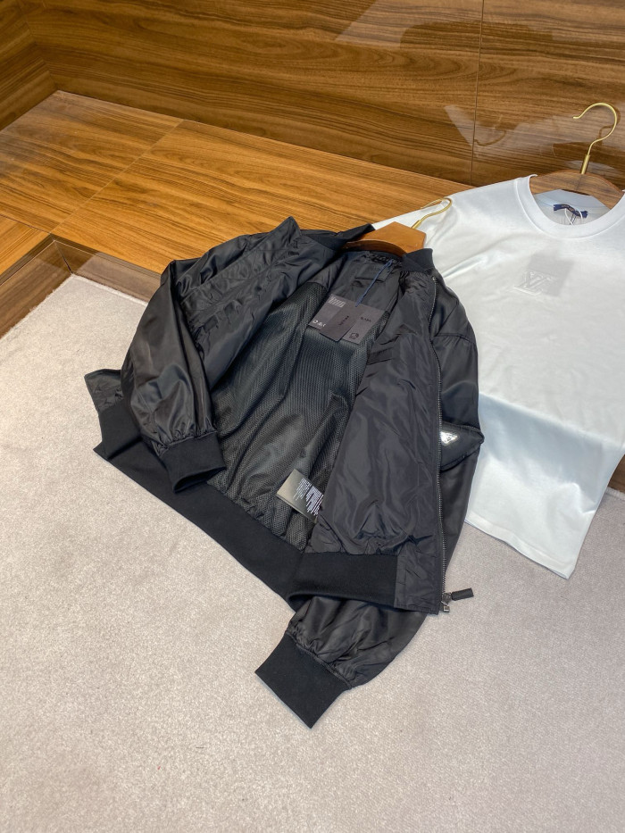 NIGO Prada Men And Women With The Same Paragraph Spring And Fall Nylon Material Collar Zipper Baseball Jacket #nigo98496