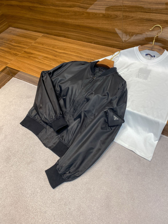 NIGO Prada Men And Women With The Same Paragraph Spring And Fall Nylon Material Collar Zipper Baseball Jacket #nigo98496