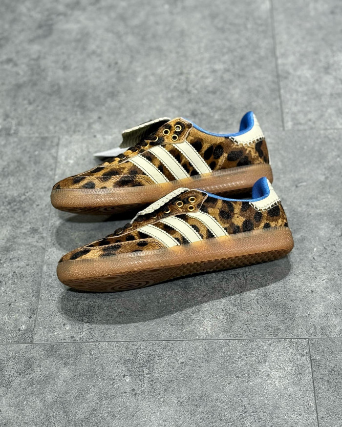 NIGO Adidas Originals Men's Leopard Print Leather Low Top Football Shoes Casual Sneakers #nigo97414