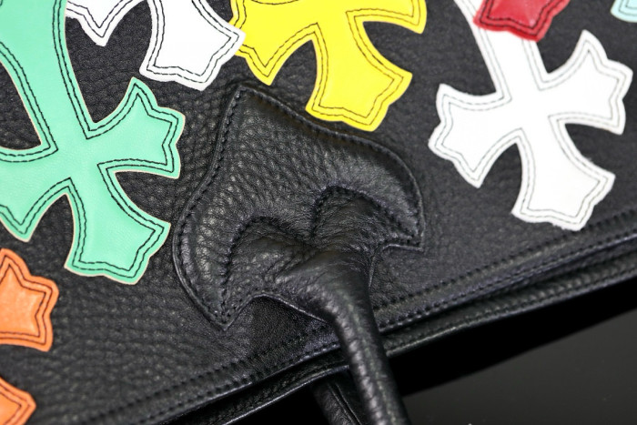 NIGO Chrome Hearts Men's Fashion Colorful Cross Shopping Bag Black Leather Handbag #nigo98516