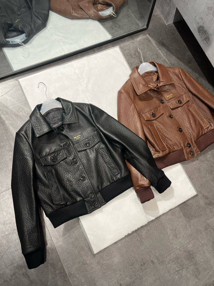 NIGO Prada Women's Winter Solid Color Single Breasted Long Sleeve Lapel Lambskin Jacket #nigo98533