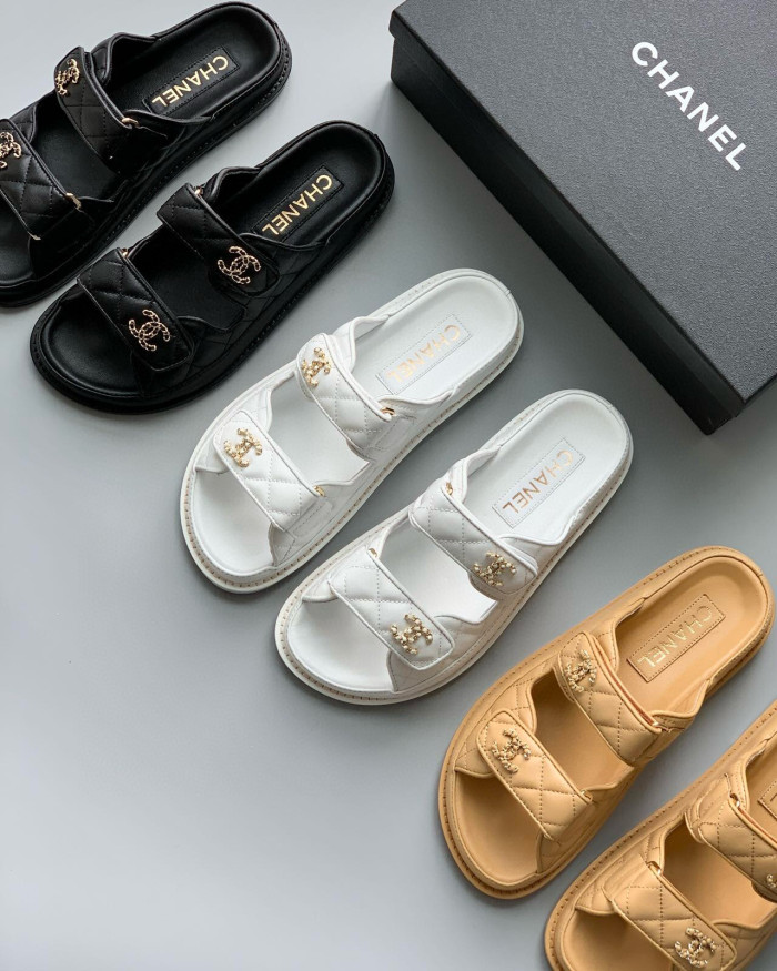 NIGO Chanel Women's Summer Solid Color Velcro Lambskin Sandals Slippers Shoes #nigo98538