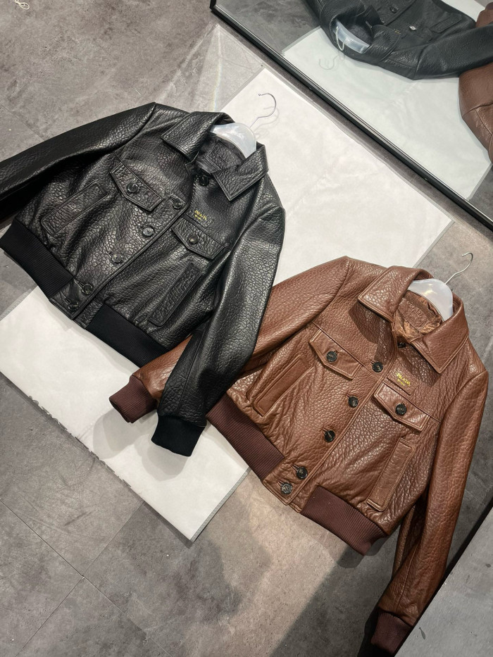 NIGO Prada Women's Winter Solid Color Single Breasted Long Sleeve Lapel Lambskin Jacket #nigo98533