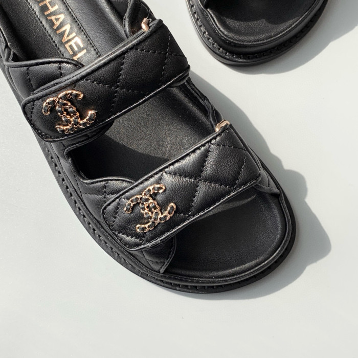 NIGO Chanel Women's Summer Solid Color Velcro Lambskin Sandals Slippers Shoes #nigo98538