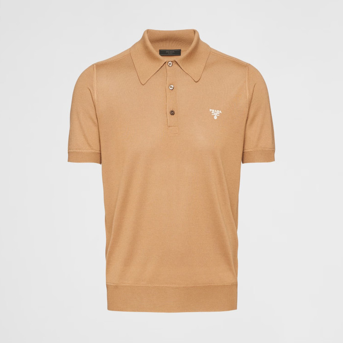 NIGO Prada Men's Summer Solid Color Embroidered Logo Wool Knit Polo Shirt Short Sleeve T-Shirt #nigo98532