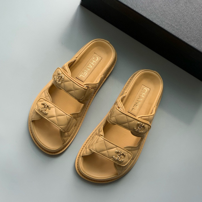 NIGO Chanel Women's Summer Solid Color Velcro Lambskin Sandals Slippers Shoes #nigo98538