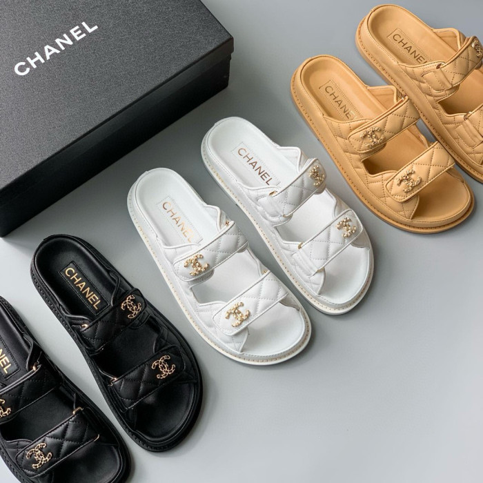 NIGO Chanel Women's Summer Solid Color Velcro Lambskin Sandals Slippers Shoes #nigo98538