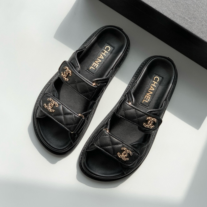 NIGO Chanel Women's Summer Solid Color Velcro Lambskin Sandals Slippers Shoes #nigo98538