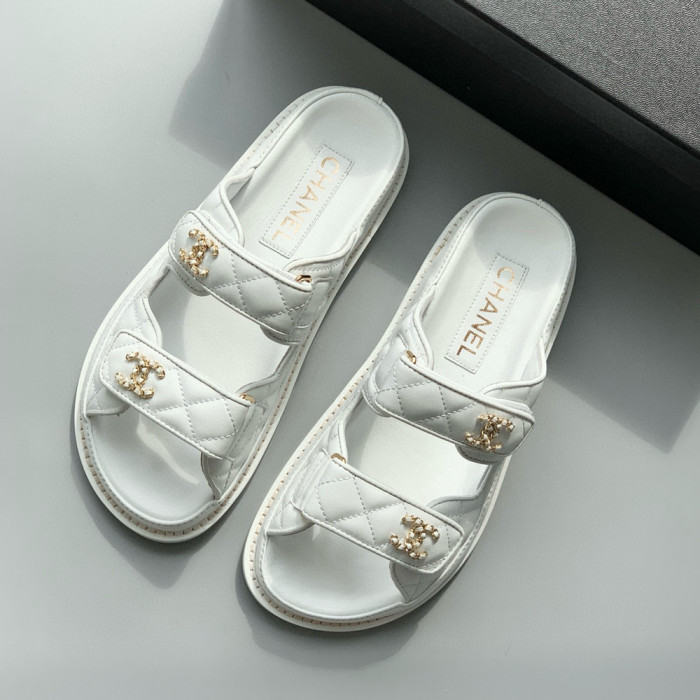 NIGO Chanel Women's Summer Solid Color Velcro Lambskin Sandals Slippers Shoes #nigo98538