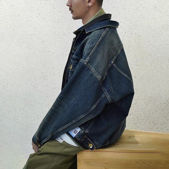NIGO Maison Mihara Yasuhiro  Men's Spring/Summer Fashion High Street Trend Multi-Layered Buttoned Old Loose Denim Jacket Ngvp #nigo7687