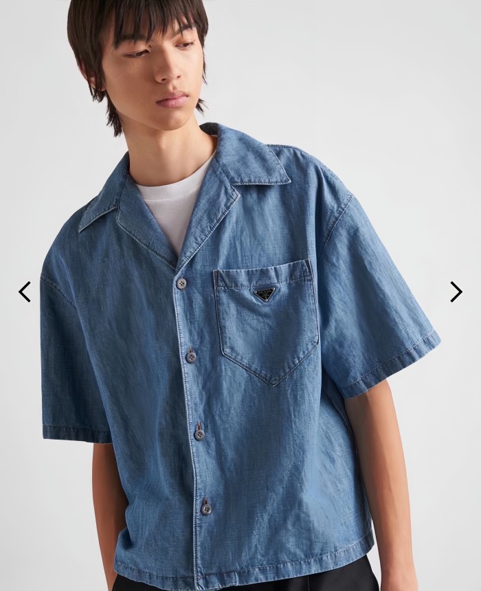 NIGO Prada Men's Summer Blue Lapel Single Breasted Short Sleeve Denim Shirt Jacket Shorts Set Suit #nigo98554