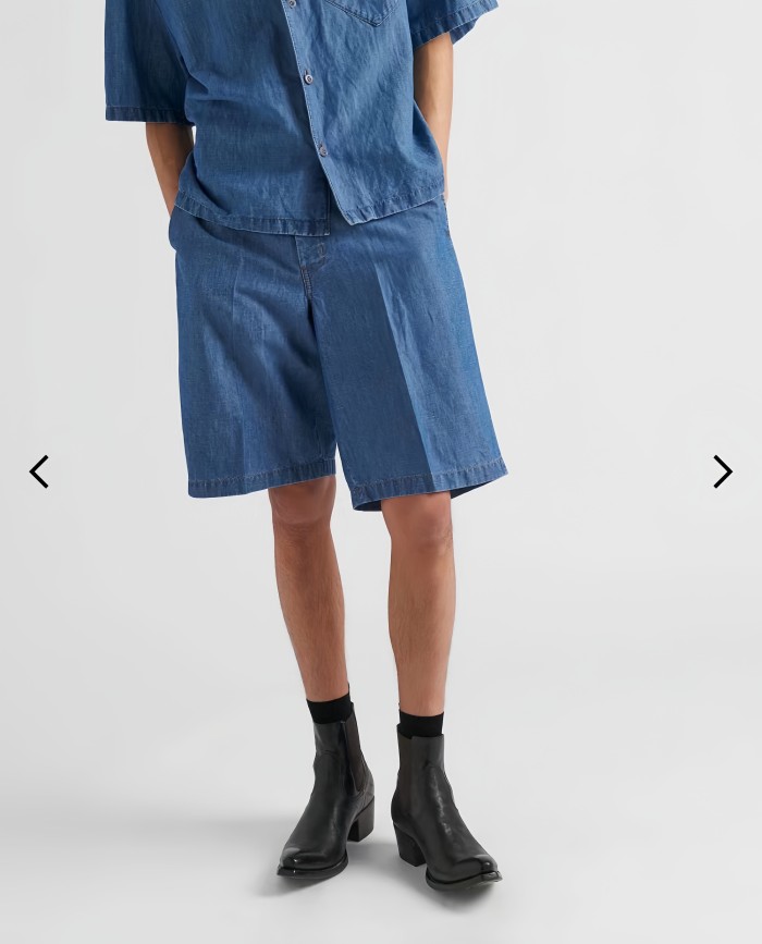 NIGO Prada Men's Summer Blue Lapel Single Breasted Short Sleeve Denim Shirt Jacket Shorts Set Suit #nigo98554