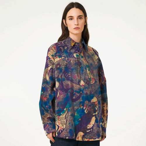 NIGO Lemaire Men's Women's Fashion Spring And Autumn Full Print Lapel Loose Long Sleeve Shirt Ngvp #nigo7914