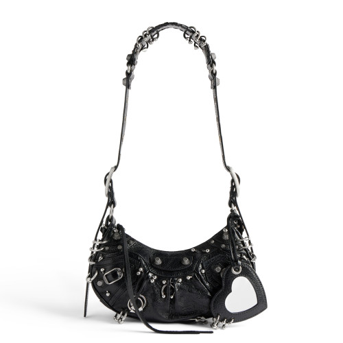 NIGO Balenciaga Women's Black Le Cagole XS Perforated Half Moon Underarm Bag Tote Casual Shoulder Bags 671309210G81000 Ngvp #nigo7915