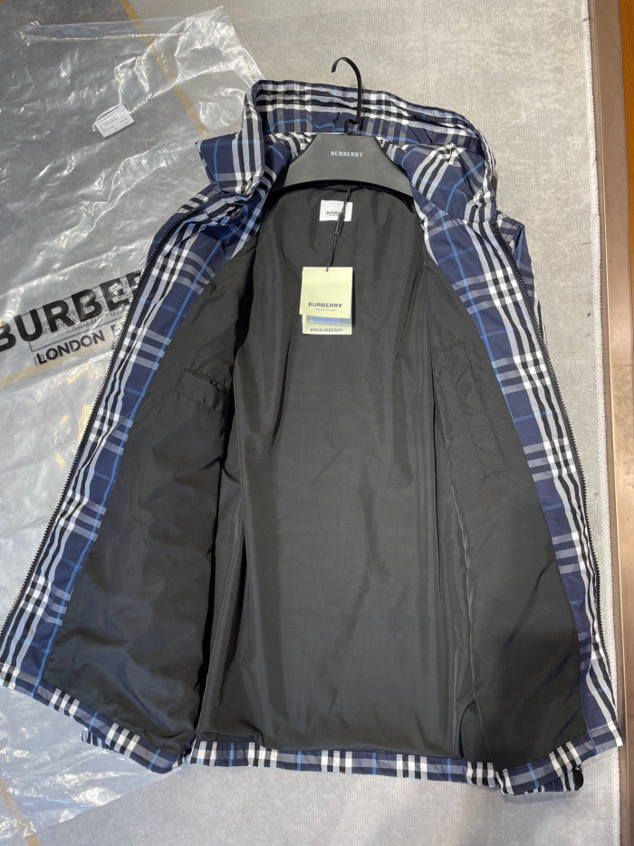 NIGO Burberry Men's Spring and Autumn Blue Plaid Hooded Zipper Long Sleeve Jacket #nigo98568