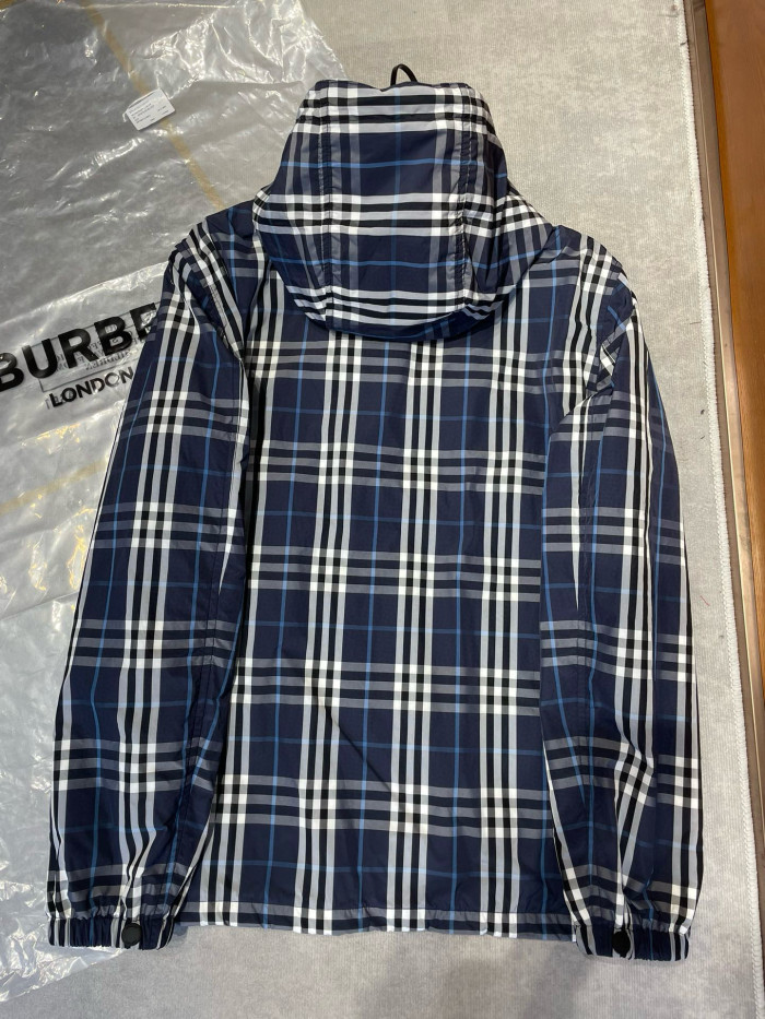 NIGO Burberry Men's Spring and Autumn Blue Plaid Hooded Zipper Long Sleeve Jacket #nigo98568