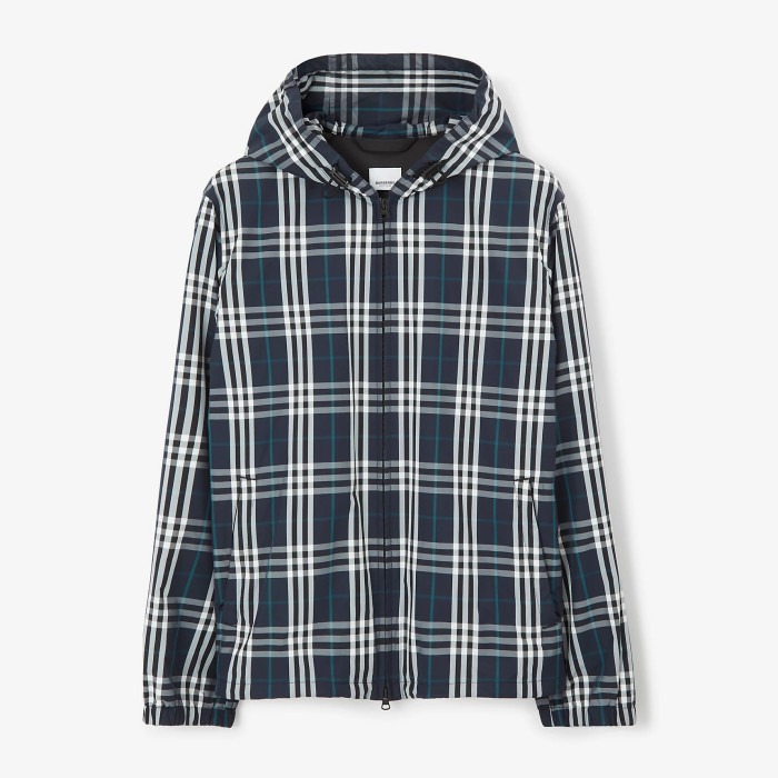 NIGO Burberry Men's Spring and Autumn Blue Plaid Hooded Zipper Long Sleeve Jacket #nigo98568