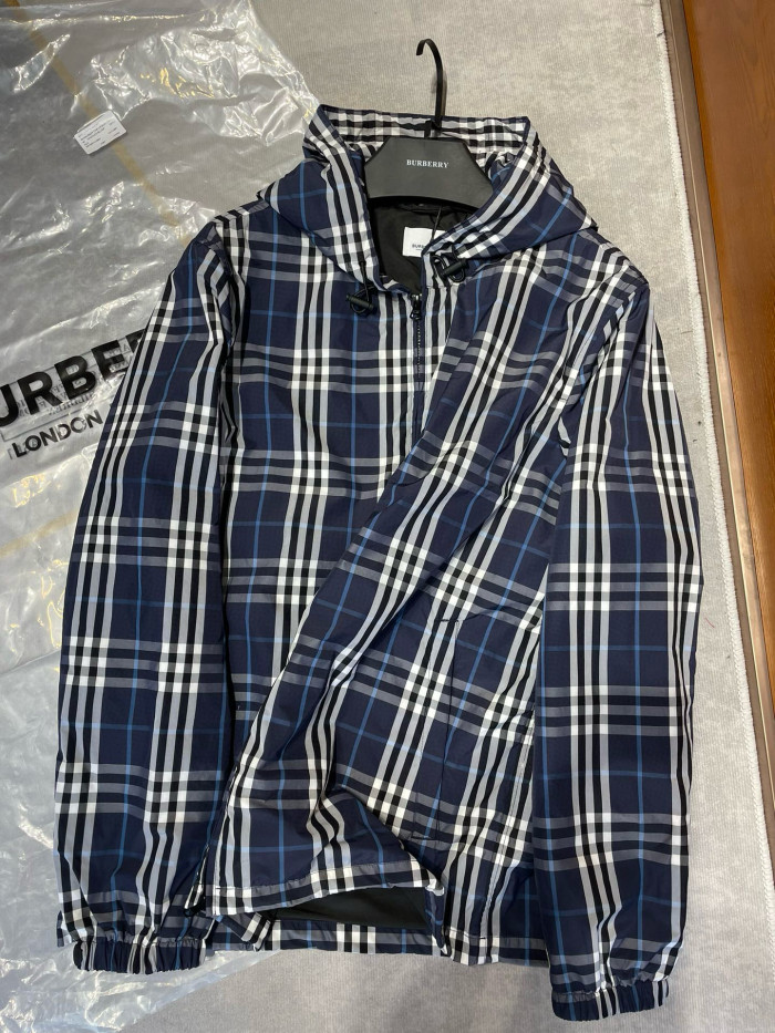 NIGO Burberry Men's Spring and Autumn Blue Plaid Hooded Zipper Long Sleeve Jacket #nigo98568