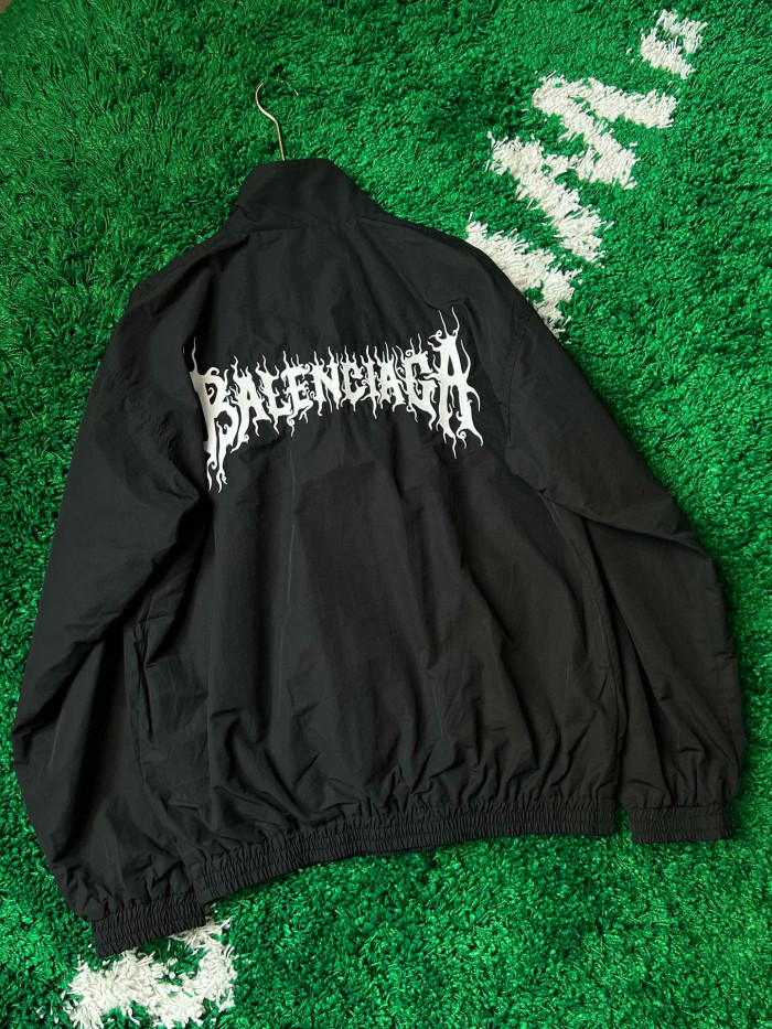 NIGO Balenciaga Men's And Women's Spring And Autumn Models Flame Letters Printing Solid Color High Collar Zipper Long Sleeve Jacket #nigo98574