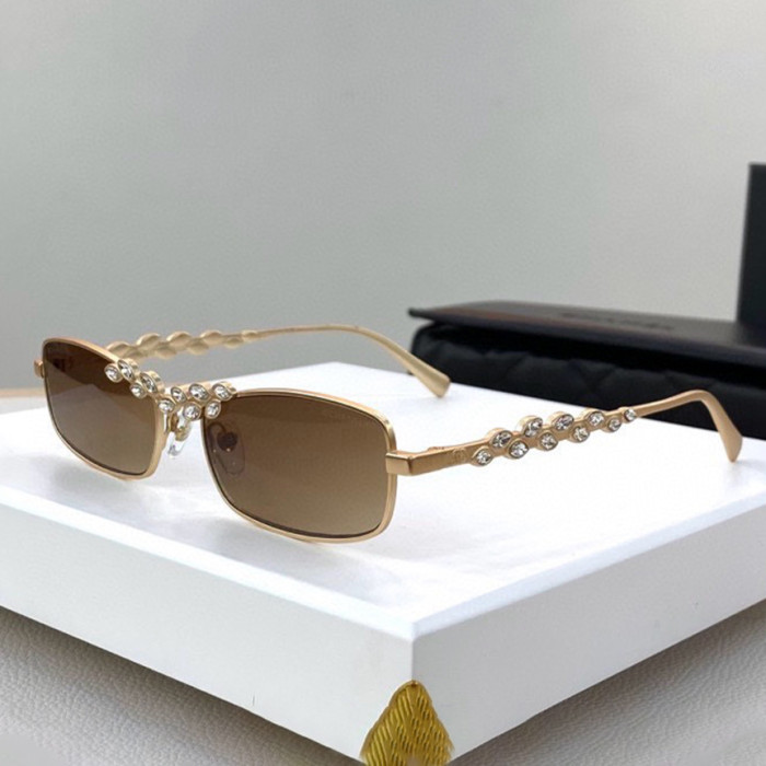 NIGO Chanel Men's And Women's Trendy Retro Rectangular Frame Sunglasses With Wheat Ear Metal Inlaid Diamond Sunglasses Ngvp #nigo7923