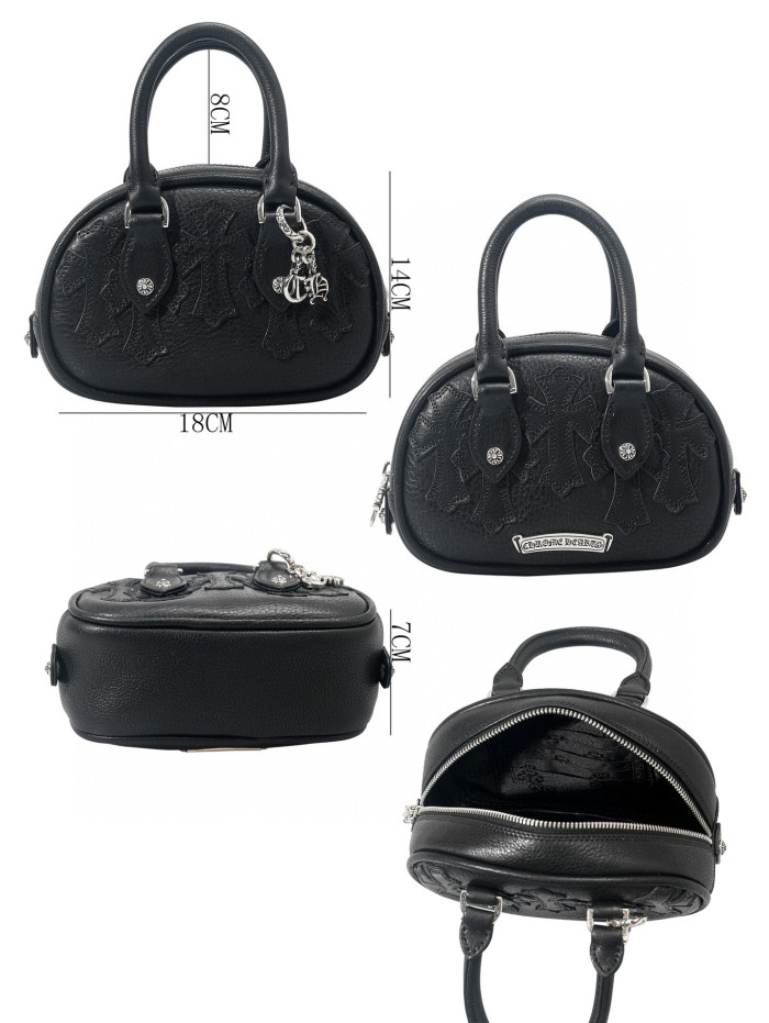 NIGO Chrome Hearts 925 Silver Leather Colorblocked Cowhide Patchwork Sheepskin Handbag Bag Bags #nigo98579