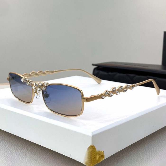 NIGO Chanel Men's And Women's Trendy Retro Rectangular Frame Sunglasses With Wheat Ear Metal Inlaid Diamond Sunglasses Ngvp #nigo7923
