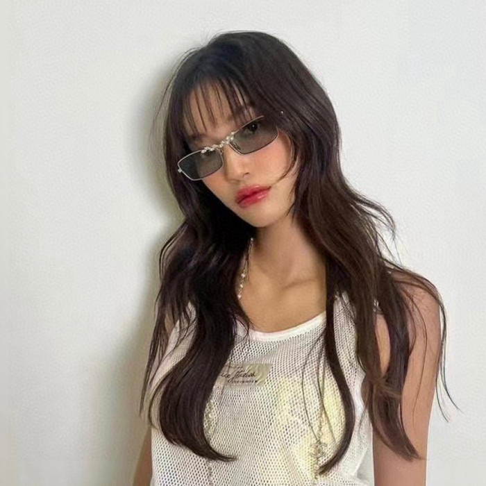 NIGO Chanel Men's And Women's Trendy Retro Rectangular Frame Sunglasses With Wheat Ear Metal Inlaid Diamond Sunglasses Ngvp #nigo7923