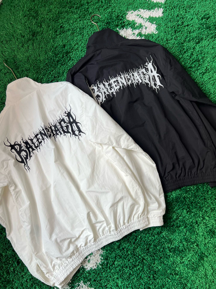 NIGO Balenciaga Men's And Women's Spring And Autumn Models Flame Letters Printing Solid Color High Collar Zipper Long Sleeve Jacket #nigo98574