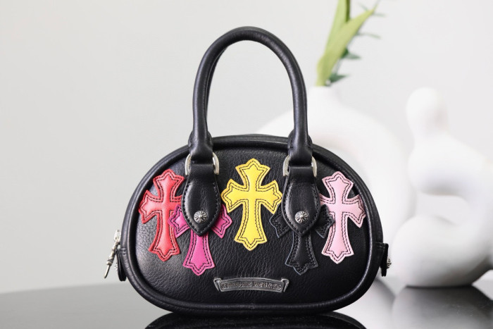 NIGO Chrome Hearts 925 Silver Leather Colorblocked Cowhide Patchwork Sheepskin Handbag Bag Bags #nigo98579