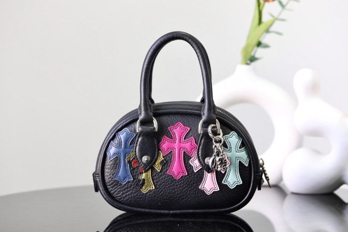 NIGO Chrome Hearts 925 Silver Leather Colorblocked Cowhide Patchwork Sheepskin Handbag Bag Bags #nigo98579