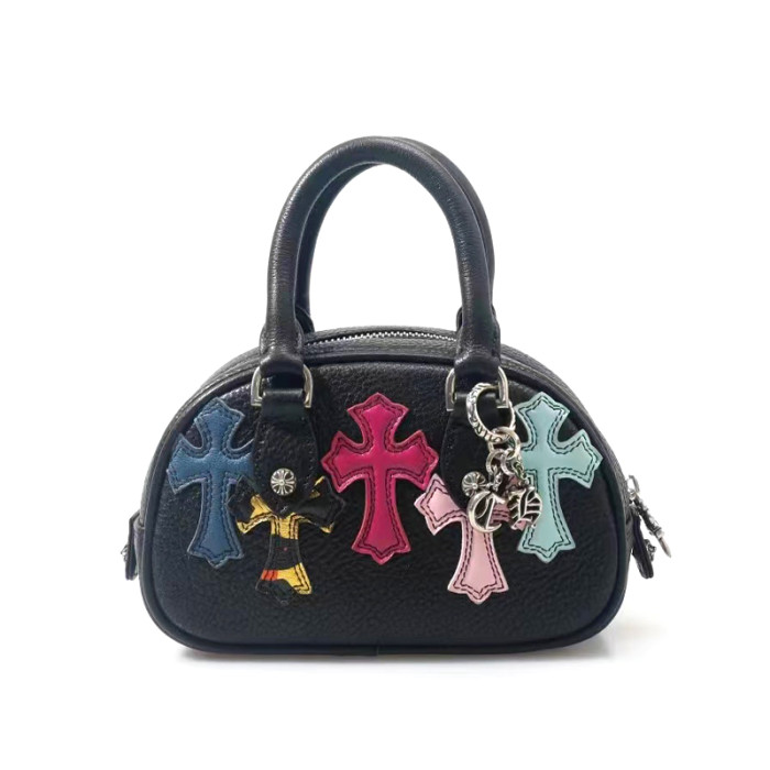 NIGO Chrome Hearts 925 Silver Leather Colorblocked Cowhide Patchwork Sheepskin Handbag Bag Bags #nigo98579