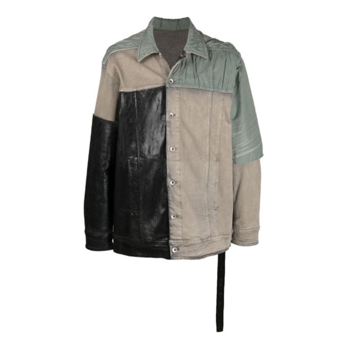 NIGO Rick Owens DRKSHDW Men's Spring And Fall Fashion Splicing Lapel Single-Breasted Long-Sleeved Denim Jacket Coat Ngvp #nigo7945