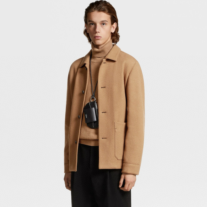 NIGO Ermenegildo Zegna Men's Spring And Fall Fashion Silhouette Handmade Double-sided Tweed Solid Color Casual Cashmere Coat Ngvp #nigo98584