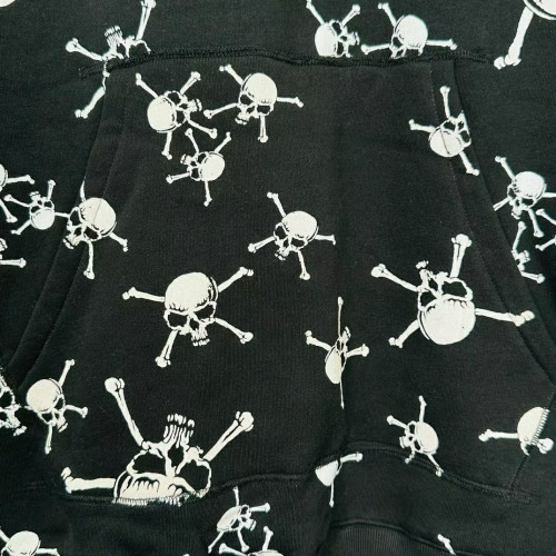 NIGO Saint Michael Men's Spring And Autumn Skull Print Long Sleeve Black Cotton Hooded Sweatshirt Ngvp #nigo7944