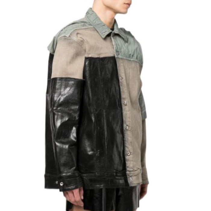 NIGO Rick Owens DRKSHDW Men's Spring And Fall Fashion Splicing Lapel Single-Breasted Long-Sleeved Denim Jacket Coat Ngvp #nigo7945