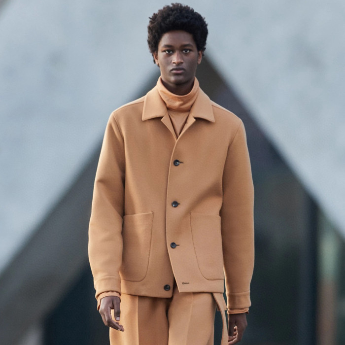 NIGO Ermenegildo Zegna Men's Spring And Fall Fashion Silhouette Handmade Double-sided Tweed Solid Color Casual Cashmere Coat Ngvp #nigo98584