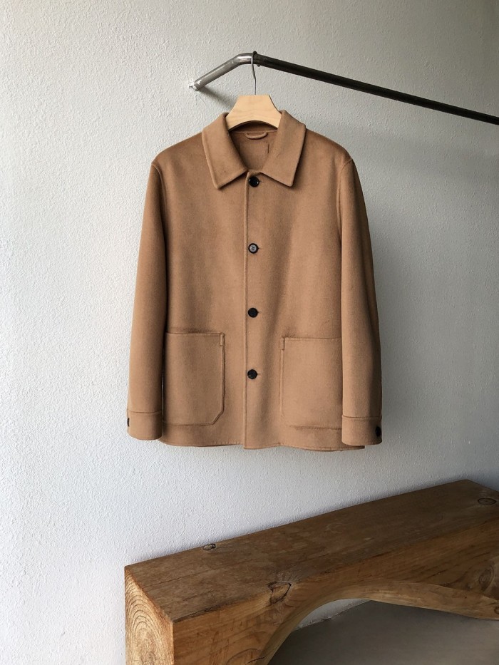 NIGO Ermenegildo Zegna Men's Spring And Fall Fashion Silhouette Handmade Double-sided Tweed Solid Color Casual Cashmere Coat Ngvp #nigo98584