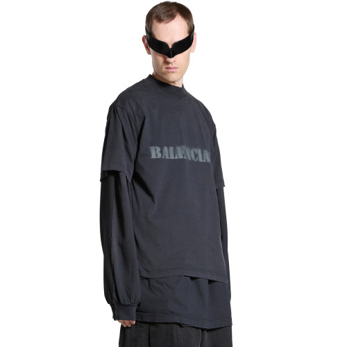 NIGO Balenciaga Stencil Type Men's Summer Solid Color Letter Round Neck Pullover Straight Loose Fit Short Sleeve T-Shirt #nigo98597