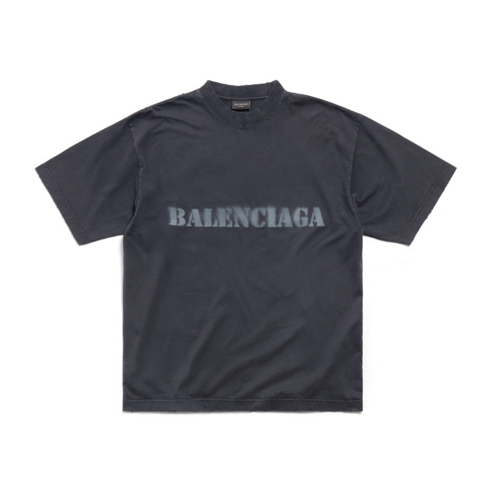 NIGO Balenciaga Stencil Type Men's Summer Solid Color Letter Round Neck Pullover Straight Loose Fit Short Sleeve T-Shirt #nigo98597